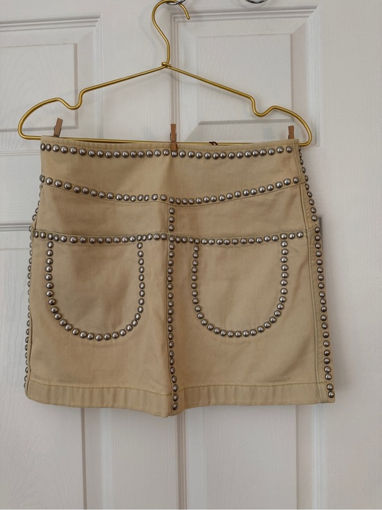 Coach Dresses & Skirts - Coach Beige Mini Skirt with Stud Trim